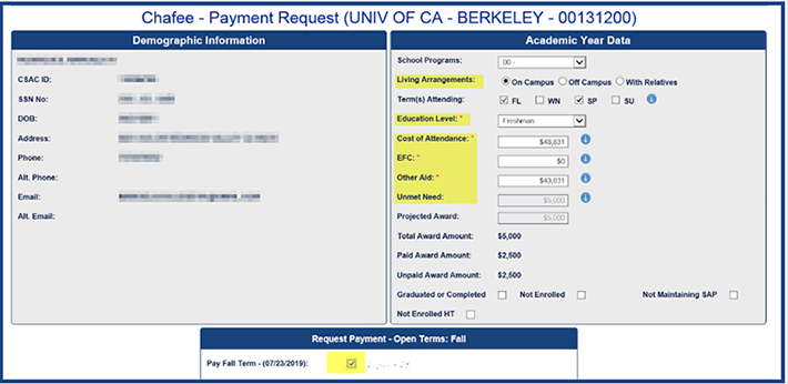 Chafee - Payment Request (Univ. of CA - Berkeley)