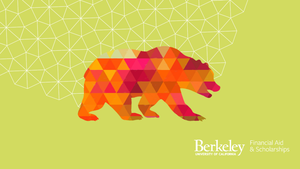 Cal Bear on Green Background with white Tessellation pattern. 